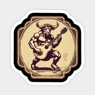 Minotaur play guitar Magnet