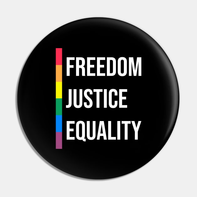 'Freedom. Justice. Equality' Social Inclusion Shirt Pin by ourwackyhome