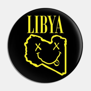 Vibrant Libya Africa x Eyes Happy Face: Unleash Your 90s Grunge Spirit! Smiling Squiggly Mouth Dazed Smiley Face Pin