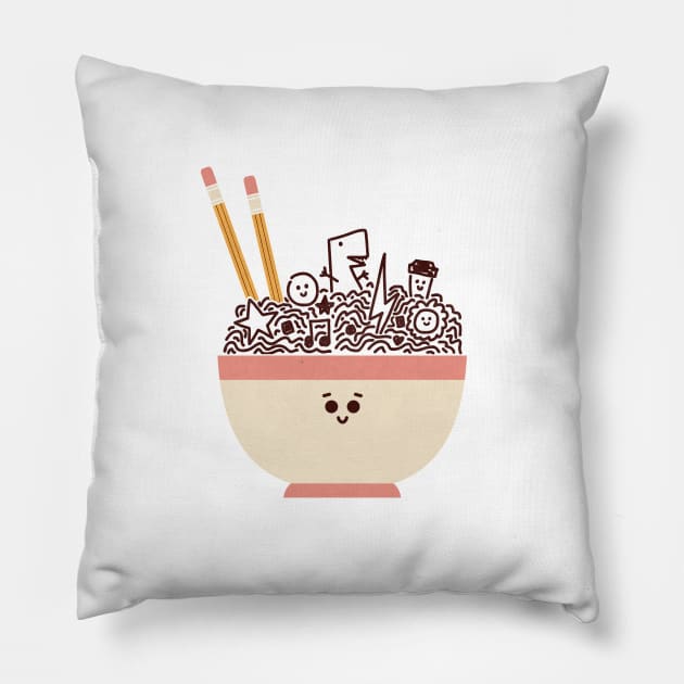 Bowl Of Doodles Pillow by HandsOffMyDinosaur