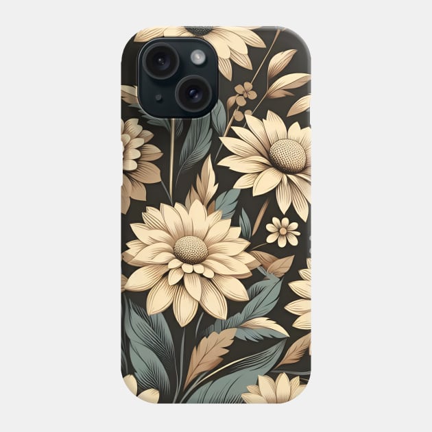 Beige Floral Illustration Phone Case by Jenni Arts