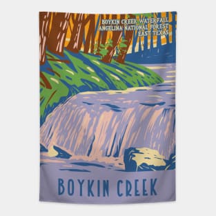 WPA Poster of Boykin Creek Waterfall at Angelina National Forest Tapestry