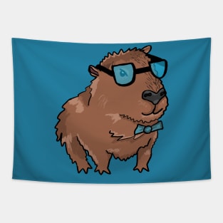 Capybara with bow tie and glasses Tapestry