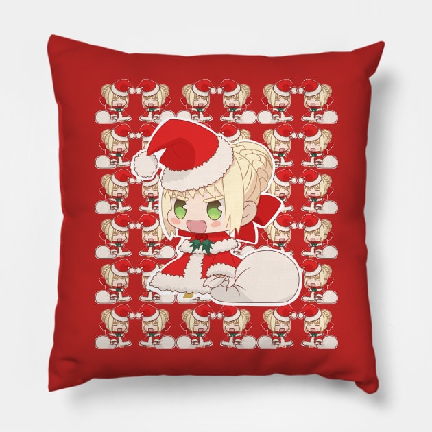 CUTE CHIBI SANTA SABER NERO 2 from FATE GRAND ORDER Pillow by zerooneproject