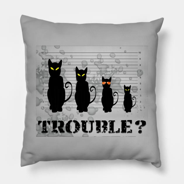 Trouble? (gray) Pillow by Sinmara