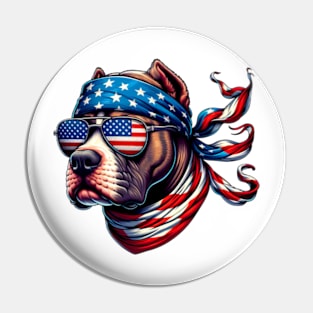 American Staffordshire Terrier American USA Flag 4th of July Pin