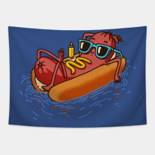 Hot Dog Summer Vacation Swimming Pool Tapestry