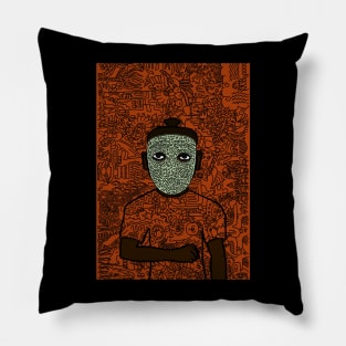 Chuck: Intriguing MaleMasked NFT with Doodle Eyes, Dark Skin, and a Mysterious Dark Item Pillow