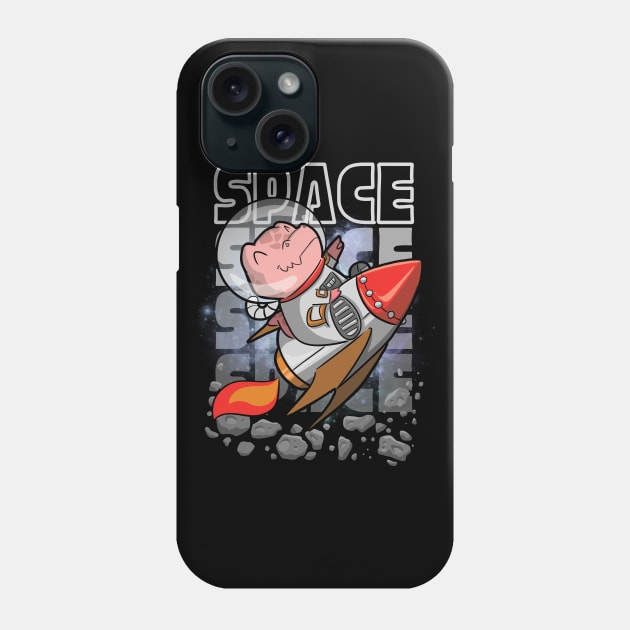 Cute Astronaut Dinosaur Tyrannosaurus Rex Flying on a rocket into Space Phone Case by DinoMart