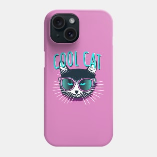 Cool Cat || Vector Art Grumpy Kitten With Glasses Phone Case