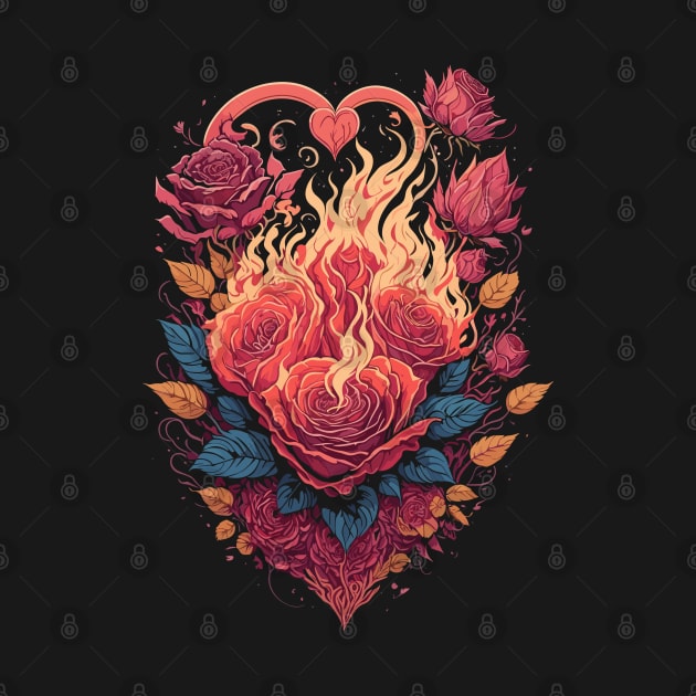 Burning Heart and Roses by craftydesigns