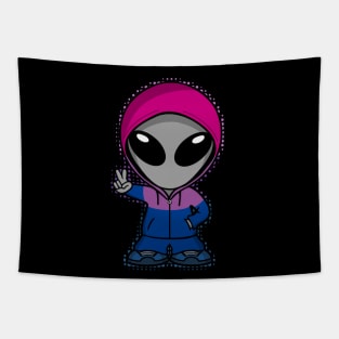 Space Alien Bi Pride Colors Tapestry