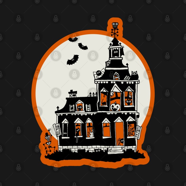 Vintage Style Haunted House - Happy Halloween by prettyinink