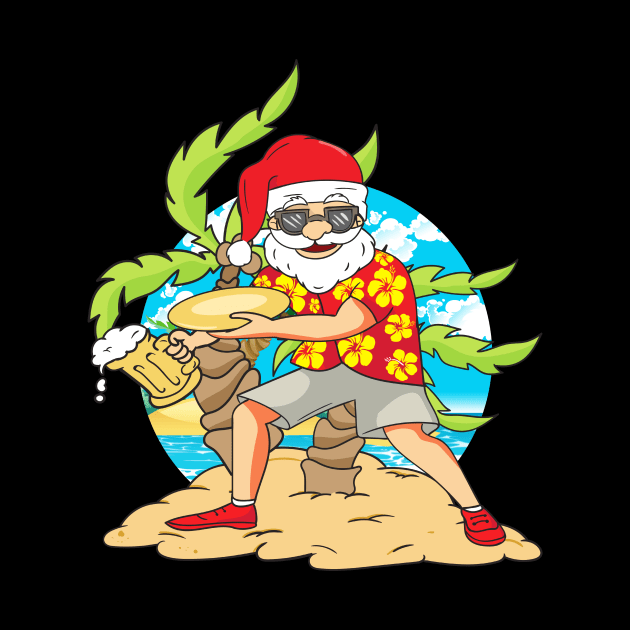 Christmas in July Santa Beach Frisbee Beer by Dr_Squirrel