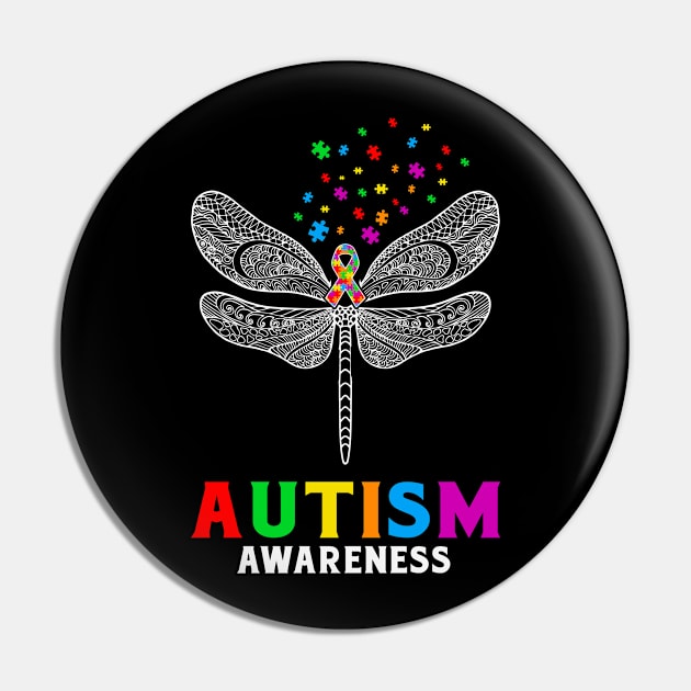 Dragonfly Puzzle Autism Awareness Gift for Birthday, Mother's Day, Thanksgiving, Christmas Pin by skstring