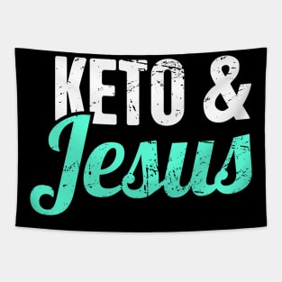 Keto & Jesus | Funny Ketosis Graphic Tapestry