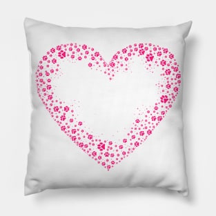 Pink Heart from Paw Prints Pillow