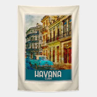 Havana Cuba Travel Art Tapestry