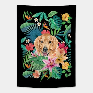 Tropical Golden Retriever 5 Tapestry