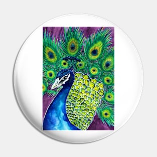 Peacock Watercolour Pin