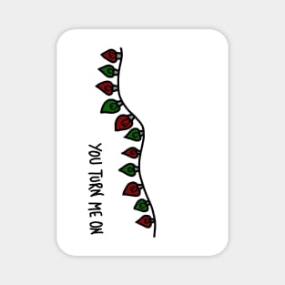 you turn me on Christmas lights funny inappropriate cards Magnet