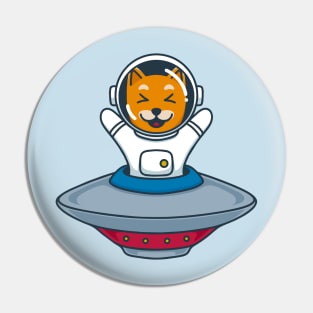 Astrnout Cat ride an UFO Pin