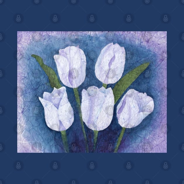 White Evening Tulips on Masa Paper by ConniSchaf