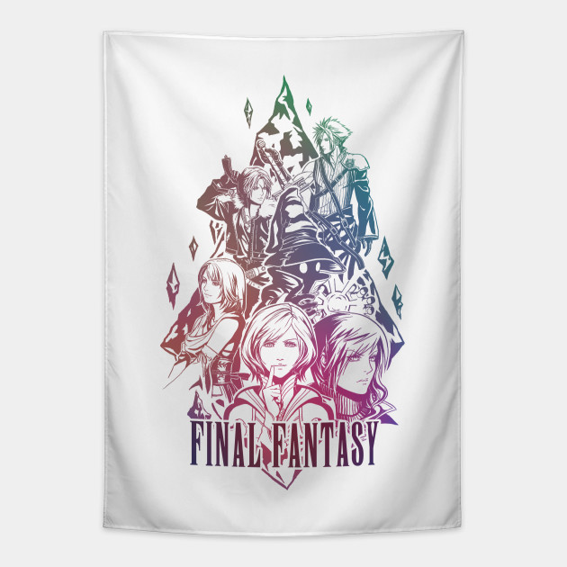 Hail Final Fantasy with logo Fantasy Tapestry TeePublic