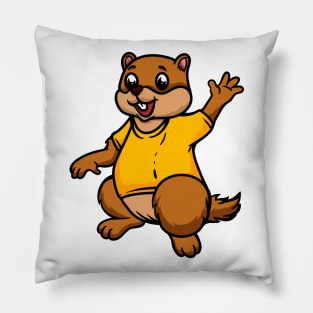 Cute Anthropomorphic Human-like Cartoon Character Marmot in Clothes Pillow