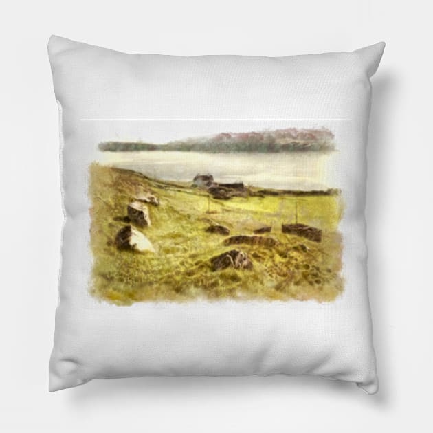 Cruss Hill, Fetlar, Shetland Islands Pillow by Avalinart