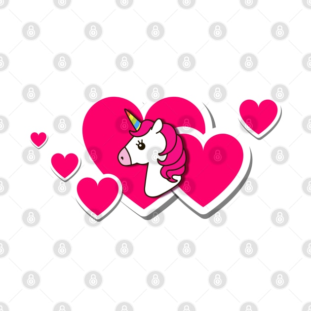 Unicorn Icon with Hearts "I LOVE YOU" by Zadshieli