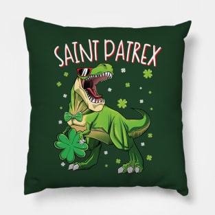 Saint Patrex T rex Dinosaur St Patrick's Day Pillow