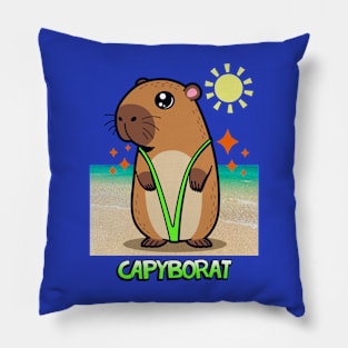 Funny Cute Summer Beach Kawaii Capybara Cartoon Pillow