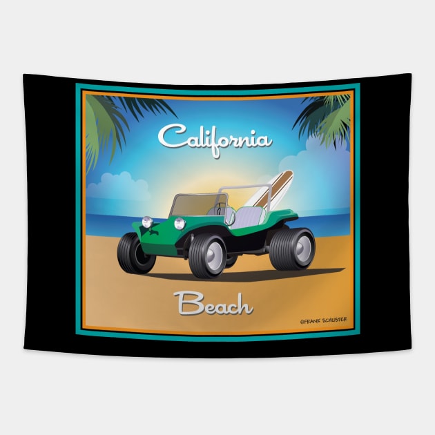 Manx Buggy on California Beach Tapestry by PauHanaDesign