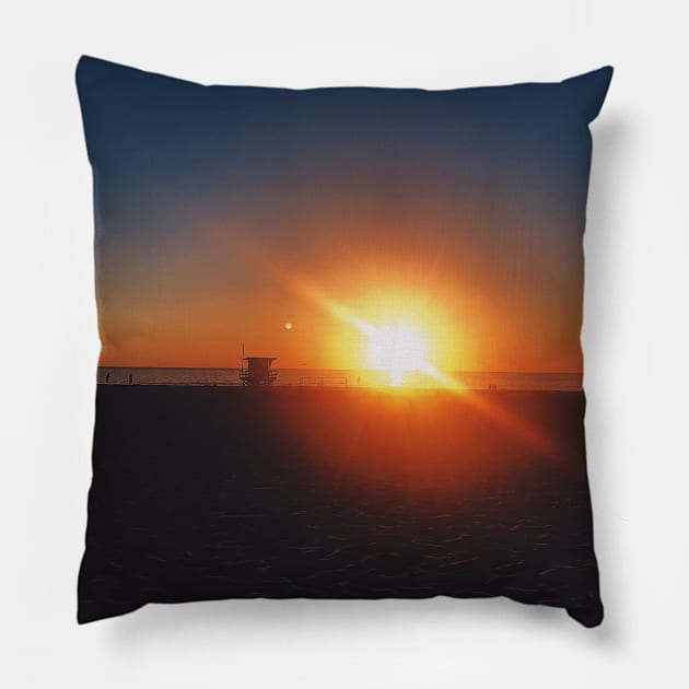 Sunset landscape, Hermosa Beach, CA Pillow by offdutyplaces