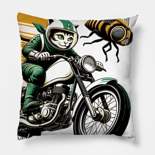 I like my motorcycle my cat Cicadas Cat 2024 and maybe 3 people Bikers Funny Pillow