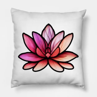 Stained Glass Pink & Peach Lotus Flower Pillow