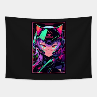 Anime Cat Girl | Quality Anime Design | Chibi Cat Girl Miaw | Manga Anime Art Tapestry