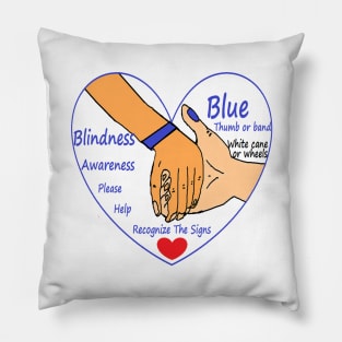 BLINDNESS AWARENESS BLUE THUMB AND BAND INTRO Pillow