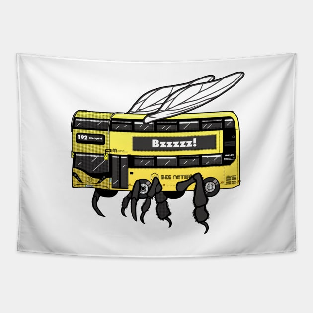 Buzzin' Yellow Bee Network Bus, Transport for Greater Manchester Tapestry by jimmy-digital