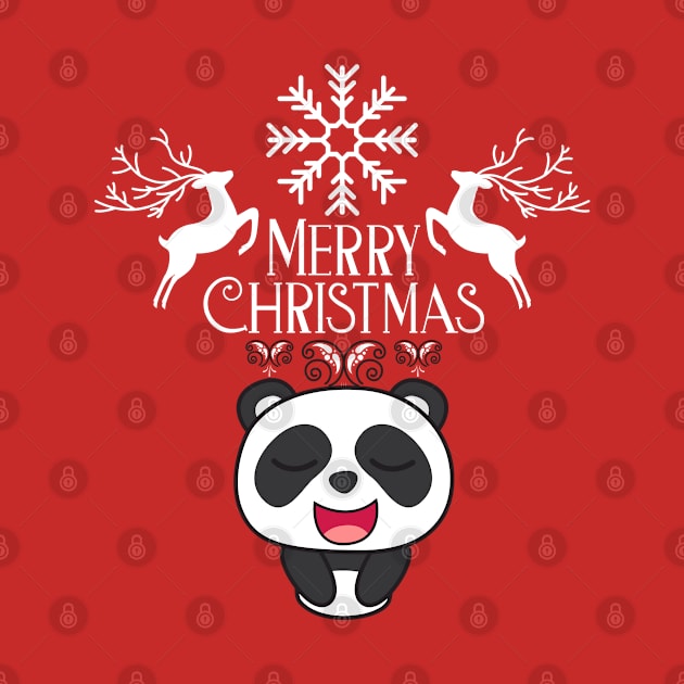 Cute Panda Saying Merry Christmas by Suga Collection