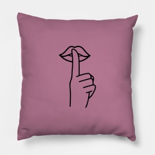 Hand drawn cute black shhh sign Pillow