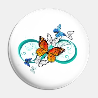 Infinity with Orange Butterfly Pin