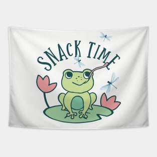 FUNNY CUTE FROG, SNACK TIME Tapestry