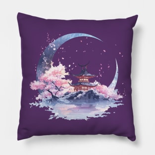 Winter with sakuras Scenery Pillow