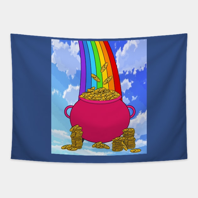Rainbow With Boiler Pot Full Of Gold Tapestry by flofin