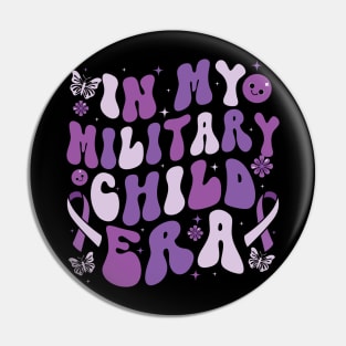 In My Military Child Era Groovy Purple Up For Military Kids Pin