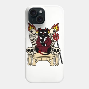 Lord Hiss-ifer Cat with Skull Throne and Pitch Fork for Halloween Phone Case