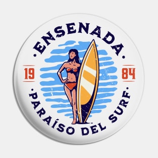 Vintage Ensenada, Mexico Surfer's Paradise // Retro Surfing 1980s Badge B Pin