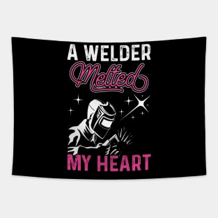 A Welder Melted My Heart T Shirt For Women Men T-Shirt Tapestry